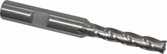 Interstate - 1/4", 1-1/4" LOC, 3/8" Shank Diam, 3-1/16" OAL, 4 Flute, High Speed Steel Square End Mill - Single End, Uncoated, Spiral Flute, 30° Helix, Centercutting, Right Hand Cut, Right Hand Flute - Americas Industrial Supply