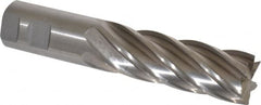 Interstate - 1-1/4", 4" LOC, 1-1/4" Shank Diam, 6-1/2" OAL, 6 Flute, High Speed Steel Square End Mill - Single End, Uncoated, Spiral Flute, 30° Helix, Centercutting, Right Hand Cut, Right Hand Flute - Americas Industrial Supply
