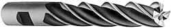 Interstate - 1-1/4", 6" LOC, 1-1/4" Shank Diam, 8-1/2" OAL, 6 Flute, High Speed Steel Square End Mill - Single End, Uncoated, Spiral Flute, 30° Helix, Centercutting, Right Hand Cut, Right Hand Flute - Americas Industrial Supply
