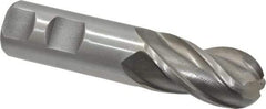 Interstate - 1" Diam, 2" LOC, 4 Flute High Speed Steel Ball End Mill - Uncoated, Single End, 4-1/2" OAL, 1" Shank Diam, Spiral Flute - Americas Industrial Supply