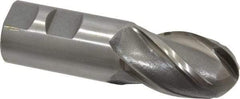 Interstate - 1-1/4" Diam, 2" LOC, 4 Flute High Speed Steel Ball End Mill - Uncoated, Single End, 4-1/2" OAL, 1-1/4" Shank Diam, Spiral Flute - Americas Industrial Supply