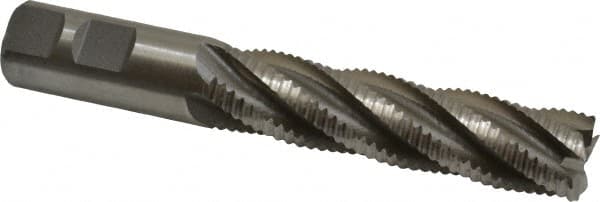 Interstate - 7/8" Diam, Coarse Pitch, 3-1/2" LOC, 5 Flute Cobalt Roughing Square End Mill - Uncoated, 5-3/4" OAL, 7/8" Shank Diam, Single End, Centercutting - Americas Industrial Supply