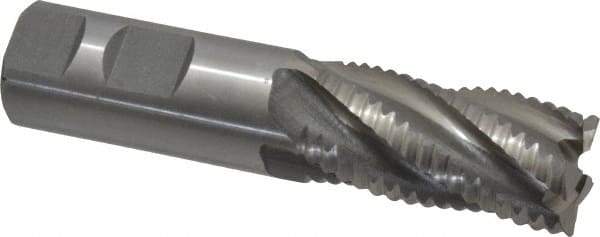 Interstate - 1" Diam, Coarse Pitch, 2" LOC, 5 Flute Cobalt Roughing Square End Mill - Uncoated, 4-1/2" OAL, 1" Shank Diam, Single End, Centercutting - Americas Industrial Supply