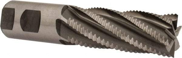 Interstate - 1-1/4" Diam, Coarse Pitch, 3" LOC, 6 Flute Cobalt Roughing Square End Mill - Uncoated, 5-1/2" OAL, 1-1/4" Shank Diam, Single End, Centercutting - Americas Industrial Supply
