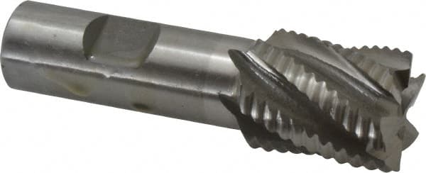 Interstate - 1" Diam, Coarse Pitch, 1-1/8" LOC, 6 Flute Cobalt Roughing Square End Mill - Uncoated, 3-3/8" OAL, 3/4" Shank Diam, Single End, Centercutting - Americas Industrial Supply