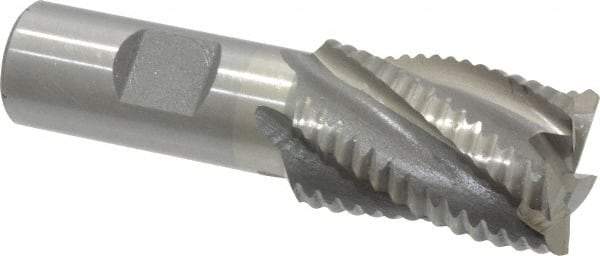 Interstate - 1" Diam, Coarse Pitch, 1-1/2" LOC, 5 Flute Cobalt Roughing Square End Mill - Uncoated, 3-3/8" OAL, 3/4" Shank Diam, Single End, Centercutting - Americas Industrial Supply