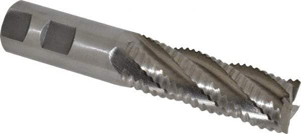 Interstate - 1" Diam, Coarse Pitch, 3" LOC, 5 Flute Cobalt Roughing Square End Mill - Uncoated, 5-1/2" OAL, 1" Shank Diam, Single End, Centercutting - Americas Industrial Supply