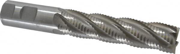 Interstate - 1" Diam, Coarse Pitch, 4" LOC, 5 Flute Cobalt Roughing Square End Mill - Uncoated, 6-1/2" OAL, 1" Shank Diam, Single End, Centercutting - Americas Industrial Supply