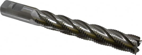 Interstate - 1" Diam, Coarse Pitch, 6" LOC, 5 Flute Cobalt Roughing Square End Mill - Uncoated, 8-1/2" OAL, 1" Shank Diam, Single End, Centercutting - Americas Industrial Supply