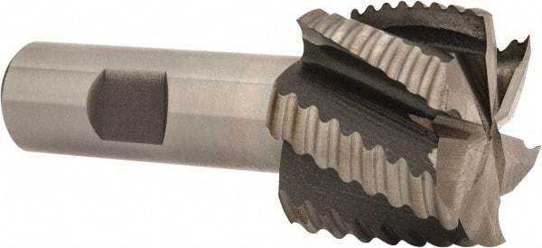 Interstate - 1-1/2" Diam, Coarse Pitch, 1-1/8" LOC, 6 Flute Cobalt Roughing Square End Mill - Uncoated, 3-3/8" OAL, 3/4" Shank Diam, Single End, Centercutting - Americas Industrial Supply