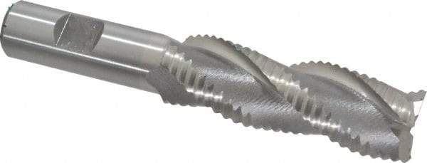 Interstate - 1" Diam, Coarse Pitch, 3" LOC, 3 Flute Cobalt Roughing Square End Mill - Uncoated, 5-1/4" OAL, 3/4" Shank Diam, Single End, Centercutting - Americas Industrial Supply