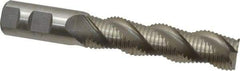 Interstate - 1" Diam, Coarse Pitch, 4" LOC, 3 Flute Cobalt Roughing Square End Mill - Uncoated, 6-1/2" OAL, 1" Shank Diam, Single End, Centercutting - Americas Industrial Supply