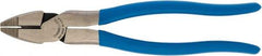Channellock - 9" OAL, 1-17/32" Jaw Length x 1-5/16" Jaw Width, Linesman's Pliers - Standard Jaw, Rounded Nose Head, Plastic Dipped Handles - Americas Industrial Supply