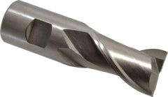 Interstate - 1-1/4", 2" LOC, 1-1/4" Shank Diam, 4-1/2" OAL, 2 Flute, High Speed Steel Square End Mill - Single End, Uncoated, Spiral Flute, Centercutting, Right Hand Cut, Right Hand Flute - Americas Industrial Supply