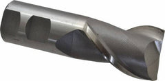 Interstate - 1-1/2", 2" LOC, 1-1/4" Shank Diam, 4-1/2" OAL, 2 Flute, High Speed Steel Square End Mill - Single End, Uncoated, Spiral Flute, Centercutting, Right Hand Cut, Right Hand Flute - Americas Industrial Supply