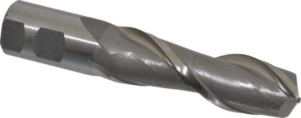 Interstate - 1-1/4", 4" LOC, 1-1/4" Shank Diam, 6-1/2" OAL, 2 Flute, High Speed Steel Square End Mill - Single End, Uncoated, Spiral Flute, Centercutting, Right Hand Cut, Right Hand Flute - Americas Industrial Supply