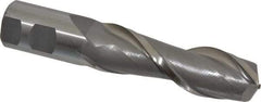 Interstate - 1-1/4", 4" LOC, 1-1/4" Shank Diam, 6-1/2" OAL, 2 Flute, High Speed Steel Square End Mill - Single End, Uncoated, Spiral Flute, Centercutting, Right Hand Cut, Right Hand Flute - Americas Industrial Supply