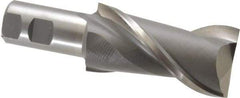 Interstate - 2", 4" LOC, 1-1/4" Shank Diam, 6-1/2" OAL, 2 Flute, High Speed Steel Square End Mill - Single End, Uncoated, Spiral Flute, Centercutting, Right Hand Cut, Right Hand Flute - Americas Industrial Supply