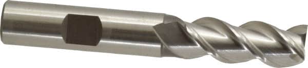 Interstate - 1/2" Diam, 1-1/4" LOC, 3 Flute Cobalt Roughing & Finishing Square End Mill - Uncoated, 3-1/4" OAL, 1/2" Shank Diam, Straight Shank, 45° Helix, Centercutting - Americas Industrial Supply