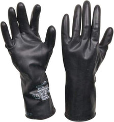 North - Size M (8), 11" Long, 13 mil Thick, Butyl Chemical Resistant Gloves - Smooth Finish, Gauntlet Cuff, Black - Americas Industrial Supply