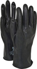 North - Size L (9), 11" Long, 13 mil Thick, Butyl Chemical Resistant Gloves - Smooth Finish, Gauntlet Cuff, Black - Americas Industrial Supply