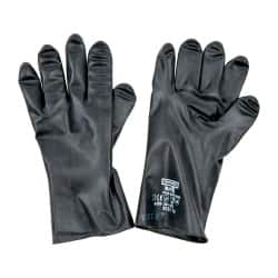 North - Size XL (10), 11" Long, 13 mil Thick, Butyl Chemical Resistant Gloves - Smooth Finish, Gauntlet Cuff, Black - Americas Industrial Supply
