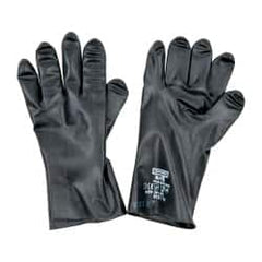 North - Size XL (10), 11" Long, 13 mil Thick, Butyl Chemical Resistant Gloves - Smooth Finish, Gauntlet Cuff, Black - Americas Industrial Supply