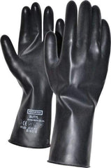 North - Size M (8), 11" Long, 16 mil Thick, Butyl Chemical Resistant Gloves - Smooth Finish, Rolled Cuff, Black - Americas Industrial Supply