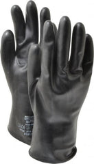 North - Size L (9), 11" Long, 16 mil Thick, Butyl Chemical Resistant Gloves - Smooth Finish, Rolled Cuff, Black - Americas Industrial Supply