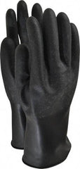 North - Size L (9), 11" Long, 16 mil Thick, Butyl Chemical Resistant Gloves - Textured Finish, Rolled Cuff, Black - Americas Industrial Supply