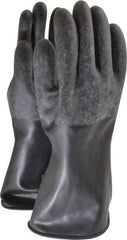 North - Size XL (10), 14" Long, 32 mil Thick, Butyl Chemical Resistant Gloves - Textured Finish, Rolled Cuff, Black - Americas Industrial Supply