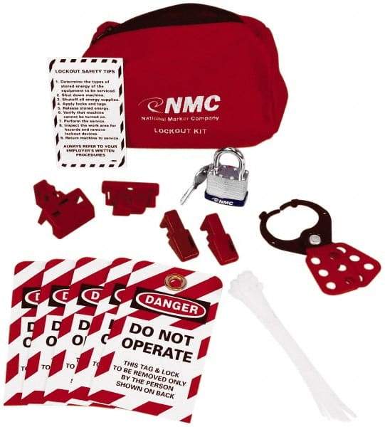 NMC - 20 Piece Electrical Lockout Kit - Keyed Differently, Comes in Pouch - Americas Industrial Supply