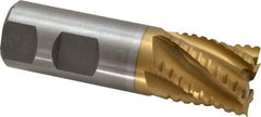 Interstate - 1" Diam, 1-1/8" LOC, 6 Flute Cobalt Roughing & Finishing Square End Mill - TiN Finish, 3-5/8" OAL, 1" Shank Diam, Weldon Shank, 30° Helix, Non-Centercutting - Americas Industrial Supply