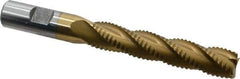 Interstate - 5/8" Diam, Coarse Pitch, 3-1/8" LOC, 4 Flute Cobalt Roughing Square End Mill - TiN Finish, 5-1/4" OAL, 5/8" Shank Diam, Single End, Centercutting - Americas Industrial Supply