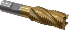 Interstate - 1" Diam, Coarse Pitch, 2" LOC, 5 Flute Cobalt Roughing Square End Mill - TiN Finish, 4-1/4" OAL, 3/4" Shank Diam, Single End, Centercutting - Americas Industrial Supply