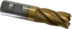 Interstate - 1" Diam, Coarse Pitch, 2" LOC, 5 Flute Cobalt Roughing Square End Mill - TiN Finish, 4-1/2" OAL, 1" Shank Diam, Single End, Centercutting - Americas Industrial Supply