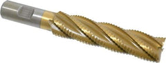 Interstate - 1" Diam, Coarse Pitch, 4" LOC, 5 Flute Cobalt Roughing Square End Mill - TiN Finish, 6-1/4" OAL, 3/4" Shank Diam, Single End, Centercutting - Americas Industrial Supply