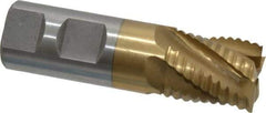 Interstate - 1" Diam, Coarse Pitch, 1-1/8" LOC, 5 Flute Cobalt Roughing Square End Mill - TiN Finish, 3-5/8" OAL, 1" Shank Diam, Single End, Centercutting - Americas Industrial Supply