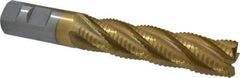 Interstate - 1" Diam, Coarse Pitch, 4" LOC, 5 Flute Cobalt Roughing Square End Mill - TiN Finish, 6-1/2" OAL, 1" Shank Diam, Single End, Centercutting - Americas Industrial Supply