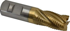 Interstate - 1" Diam, Coarse Pitch, 1-5/8" LOC, 5 Flute Cobalt Roughing Square End Mill - TiN Finish, 4-1/8" OAL, 1" Shank Diam, Single End, Centercutting - Americas Industrial Supply