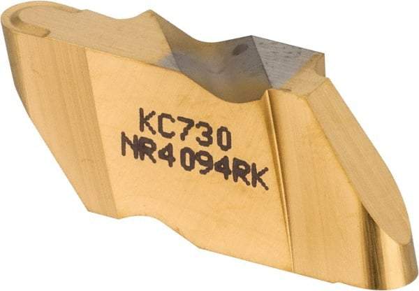 Kennametal - 4094NR K Grade KC730, 4.78mm Cutting Width Carbide Grooving Insert - 6.35mm Max Depth of Cut, Right Hand, 2.39mm Corner Radius, TiN Finish - Americas Industrial Supply