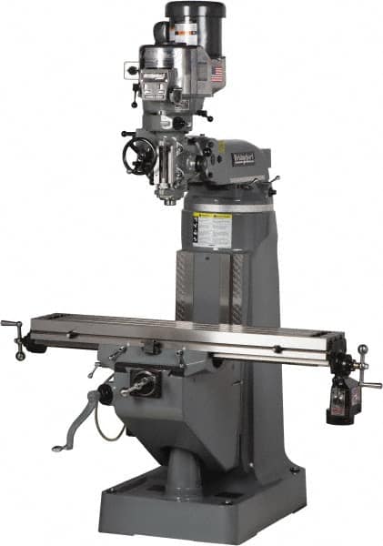 Bridgeport - 9" Table Width x 49" Table Length, Variable Speed Pulley Control, 3 Phase Knee Milling Machine - 2 hp - Americas Industrial Supply