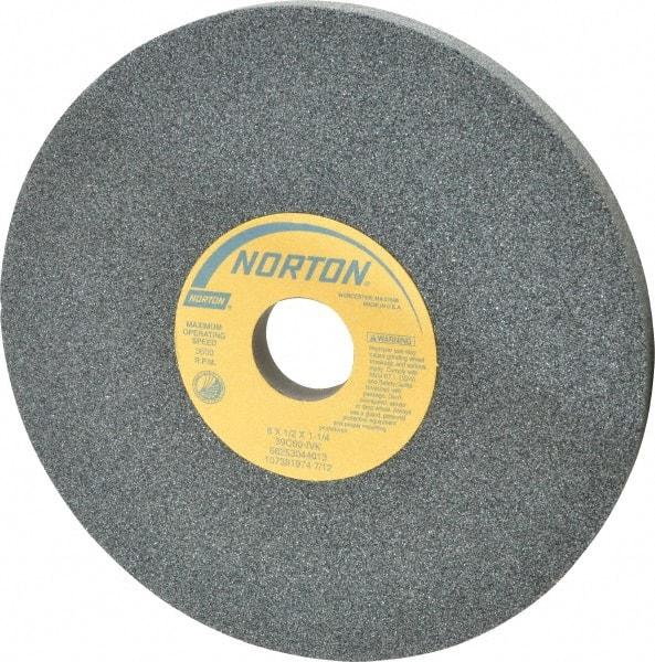 Norton - 8" Diam x 1-1/4" Hole x 1/2" Thick, I Hardness, 60 Grit Surface Grinding Wheel - Silicon Carbide, Type 1, Medium Grade, 3,600 Max RPM, Vitrified Bond, No Recess - Americas Industrial Supply