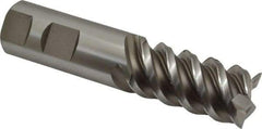 Interstate - 1" Diam, 2" LOC, 4 Flute Cobalt Roughing & Finishing Square End Mill - Uncoated, 4-1/2" OAL, 1" Shank Diam, Weldon Shank, 60° Helix, Centercutting, Regular Length - Americas Industrial Supply
