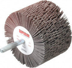 Superior Abrasives - 3" Diam x 2" Face Width, Extra Fine Aluminum Oxide Coated Mounted Flap Wheel - 1/4" Shank Mount, 320 Grit, J Weighted Cloth Backing, 6,000 Max RPM - Americas Industrial Supply