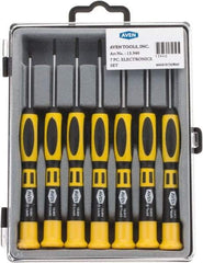 Aven - 7 Piece Phillips & Slotted Screwdriver Set - Soft Touch Handle, Bit Sizes: Philips #00 to #1 - Americas Industrial Supply