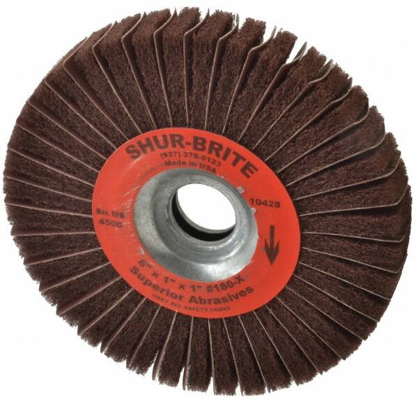 Superior Abrasives - 6" Diam, 180 Grit Aluminum Oxide Duplex Wheel - 1" Hole, 1" Wide, Coated, Very Fine Grade, 4,500 Max RPM - Americas Industrial Supply