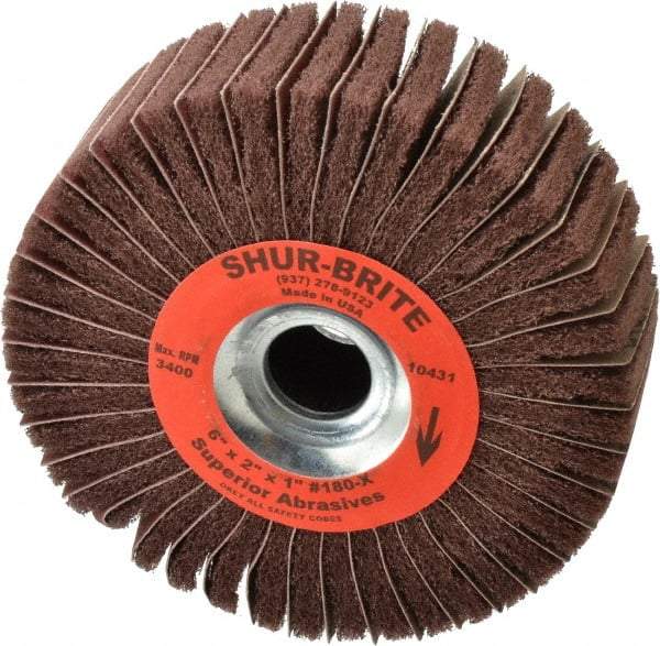 Superior Abrasives - 6" Diam, 180 Grit Aluminum Oxide Duplex Wheel - 1" Hole, 2" Wide, Coated, Very Fine Grade, 4,500 Max RPM - Americas Industrial Supply