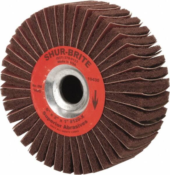 Superior Abrasives - 6" Diam, 120 Grit Aluminum Oxide Duplex Wheel - 1" Hole, 2" Wide, Coated, Fine Grade, 4,500 Max RPM - Americas Industrial Supply