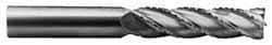 M.A. Ford - 5/8" Diam, 1-1/4" LOC, 4 Flute Solid Carbide Roughing & Finishing Square End Mill - Uncoated, 3-1/2" OAL, 5/8" Shank Diam, Straight Shank, 30° Helix, Centercutting, Regular Length - Americas Industrial Supply